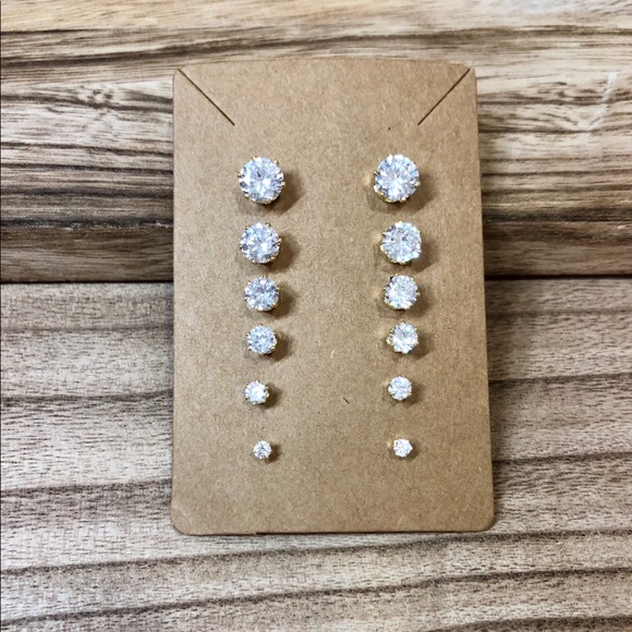 18K Gold Plated CZ Stud Earrings 3MM - Picture 3 of 6